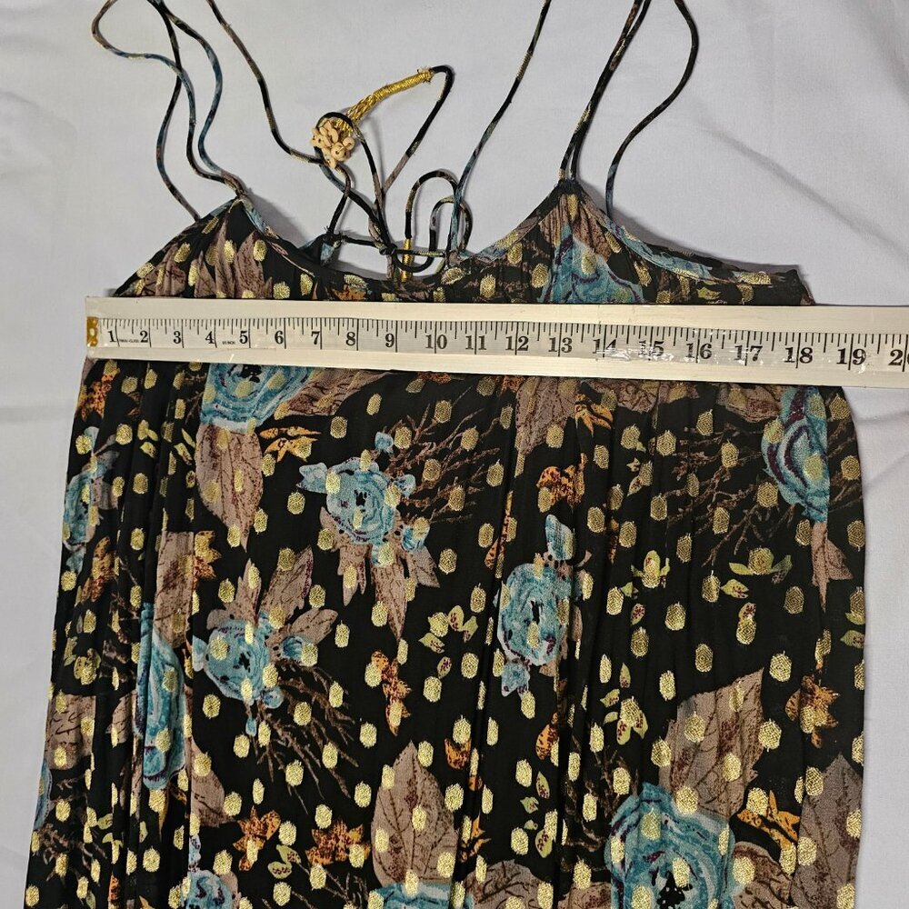 Natural Life The Alice Metallic Tiered Floral Maxi Sun Dress Women Size XL Black - Picture 11 of 15